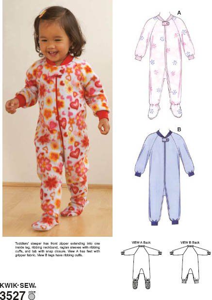 Purchase Kwik Sew 3527 Sleepers and read its pattern reviews. Find other Toddlers, sewing patterns. Onesie Pattern, Baby Footie Pajamas, Toddler Sewing Patterns, Pijamas Women, Kwik Sew Patterns, Toddler Patterns, Pajama Pattern, Baby Fashionista, Tiny Clothes