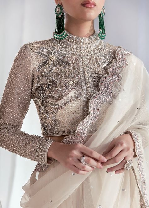 Hussain Rehar VAVA VOOM 2 Luxury Collection Organza Choli, Latest Lehenga Blouse Designs, Hussain Rehar, Latest Blouse Designs, Blouse Tops Designs, Lehenga Blouse Designs, Wedding Blouse Designs, Wedding Blouse, Lehenga Blouse