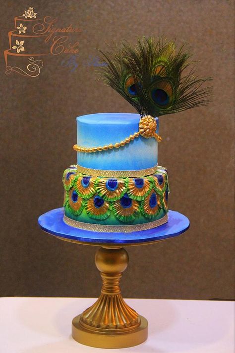 Wedding Elegant Cake, Beach Birthday Cake, Krishna Birthday, Peacock Wedding Cake, Peacock Cake, Birthday Deco, Decorating Frosting, Elegant Cake, Designer Cakes