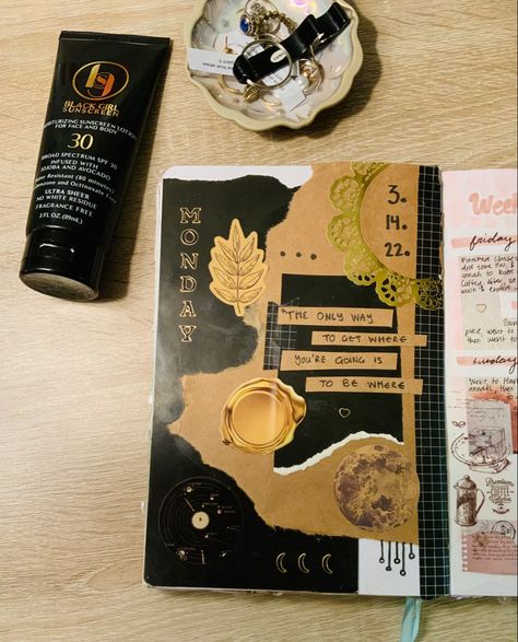 1920s Scrapbook Ideas, Scrapbook Black Paper, Black Scrapbook Ideas Aesthetic, Black Scrapbook Ideas, Scrapbook Painting, Collage Scrapbook Layouts, Folio Ideas, Black Scrapbook, Nature Scrapbook