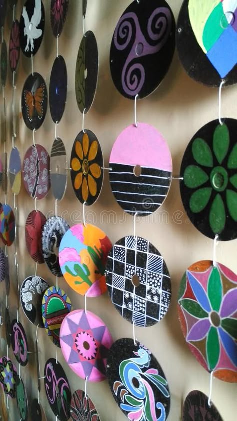 Cds reinvented. Cds painted and hanged on wall , #Sponsored, #reinvented, #Cds, #painted, #wall, #hanged #ad Cd Art Wall Hanging, Wall Art With Cds, How To Hang Cds On A Wall, Paintings To Hang On Wall, How To Paint Cds, Drawings To Hang On Wall, Painted Cds On Wall, Cd Room Decor Wall Art, Cds On Wall Ideas