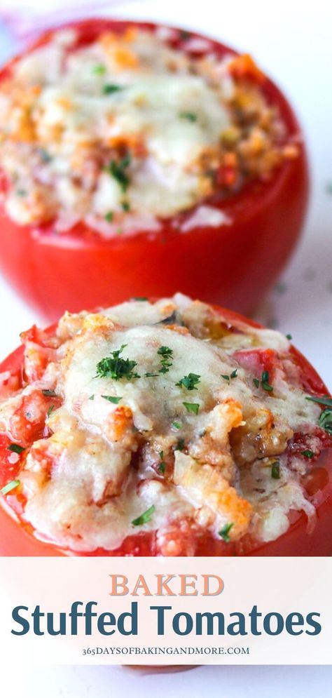 Three Cheese Stuffed Tomatoes 12 Tomatoes, Vegetable Italian Recipes, Sausage Stuffed Tomatoes, Recipes With Big Tomatoes, Uses For Tomatoes Recipes For, Healthy Snacks With Tomatoes, Stuffed Tomato Casserole, Stuffed Roasted Tomatoes, Healthy Stuffed Tomatoes