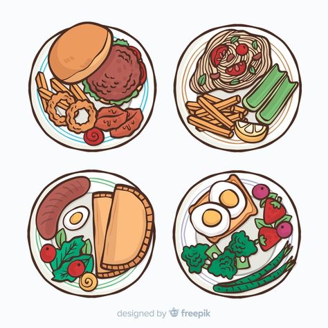 Collection of hand drawn food dishes | Free Vector #Freepik #freevector #food #hand #kitchen #hand-drawn Paper Duck Kitchen, Paper Duck Food, Drawing Of Food, Dish Drawing, Functional Closet, Hot Dog Restaurants, Duck Paper, Drawn Food, Paper Kitchen