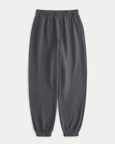 Women's Hollister Feel Good Fleece Dad Joggers | Women's | HollisterCo.com Women’s Jogger Outfits, Sweatpants Hollister, Hollister Joggers, Hollister Clothes, Burr Basket, Hollister Sweatpants, Cuffed Sweatpants, Xmas Wishlist, Gray Sweatpants