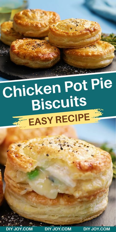 Chicken Pot Pie Biscuits, Pot Pie Biscuits, Chicken Pot Pie With Biscuits, Pot Pie With Biscuits, Biscuit Pot Pie, Chicken Peas, Pie Pockets, Individual Chicken Pot Pies, Slow Cooker Chicken Pot Pie