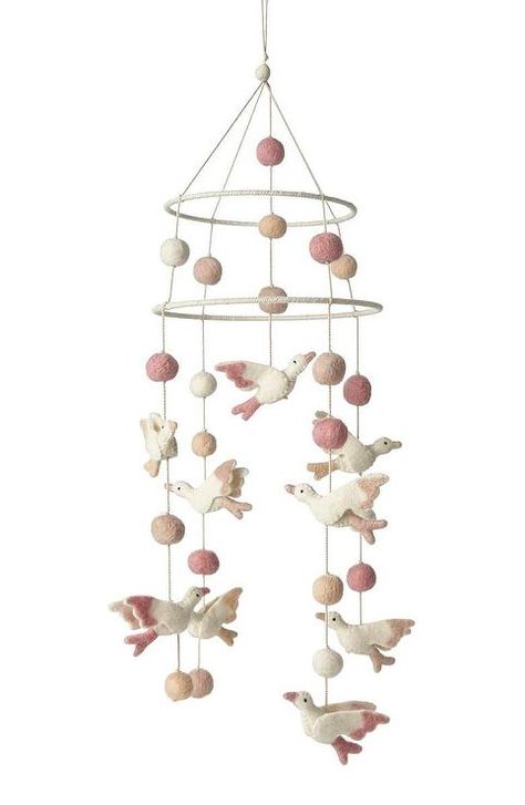 Pehr Pink Birds Wool Mobile Wool Mobile, Feather Mobile, Cheap Beach Decor, Cheap Rustic Decor, Pink Birds, Cheap Farmhouse Decor, Mobile Nursery, Star Nursery, Birds Of A Feather