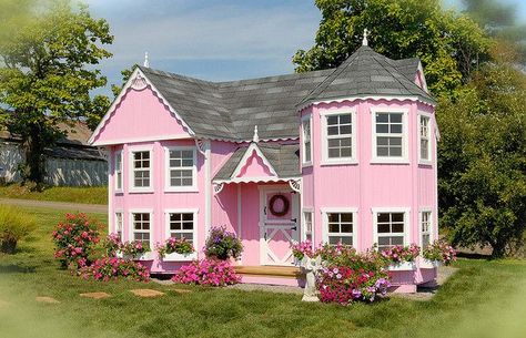 OMG . . . this is a CHILDs PINK PLAYHOUSE!!     I think Melia needs one just like it :o)  From FLICKR Victorian Playhouse, Luxury Playhouses, Kids Indoor Playhouse, Playhouse Kits, Wood Playhouse, Gingerbread Trim, Playhouse Plans, Indoor Playhouse, Diy Playhouse