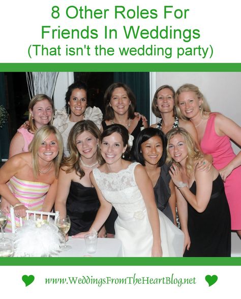 Want to include family and friends in your wedding, but don’t want another bridesmaid or groomsman? There are other roles you can have them do for you, and be an extra special part of your special day. "8 Other Roles For Friends In Weddings (That Isn't The Wedding Party)” #WeddingAdvice #WeddingRoles #WeddingPlanningTips Wedding Party People List Of, Wedding Party Titles Names, Wedding Party Alternatives, Wedding Party Jobs, How To Include Friends In Your Wedding, No Bridal Party Wedding Ideas, No Bridal Party Wedding, Roles In A Wedding, Wedding Party Roles