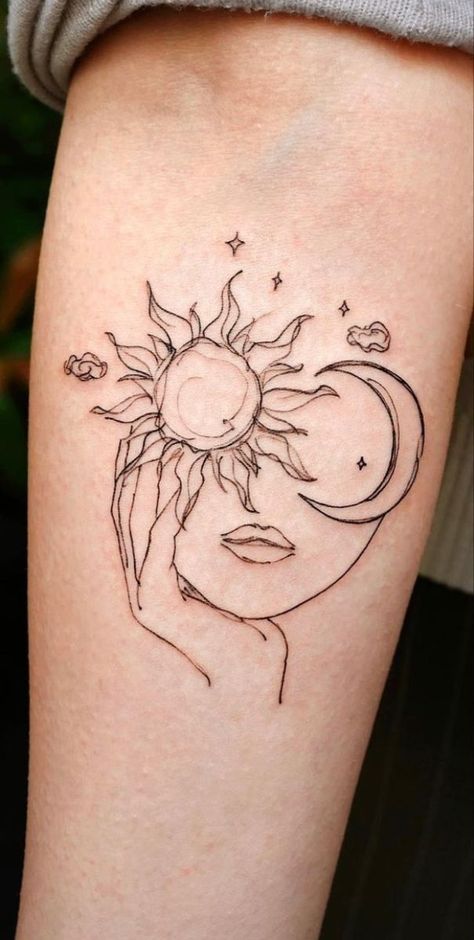 Tato Lengan Bawah, Names Tattoo, Tato Minimal, Artsy Tattoos, Sun And Moon Tattoo, Tato Lengan, Muster Tattoos, Feminine Tattoo, Forearm Tattoo Women