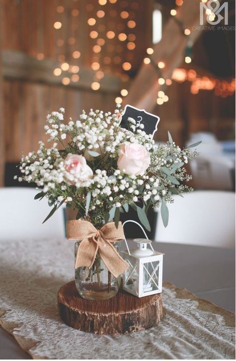 52 Amazing Ways to Set Off a Rustic Spring Wedding---baby's breath and wooden slice barn wedding centerpieces, spring wedding, wedding reception ideas Barn Wedding Centerpieces, Rustic Spring Wedding, Rustic Wedding Decorations, Wedding Reception Ideas, Spring Wedding Decorations, Rustic Wedding Centerpieces, Rustic Barn Wedding, Wedding Table Decorations, Wedding Centerpiece