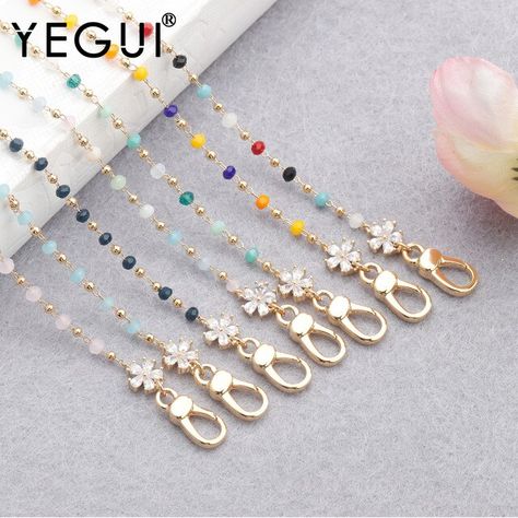 YEGUI M837,eyeglass strap chain,jewelry accessories,18k gold plated,0.3 microns,mask chain,charms,handmade,bead chain,74.5cm/pcs _ - AliExpress Mobile Konektor Hijab, Sunglasses Chains, Strap Masker, Aroma Stone, Eyeglass Jewelry, Beaded Sunglasses, Chain Mask, Eyeglass Strap, Glasses Strap