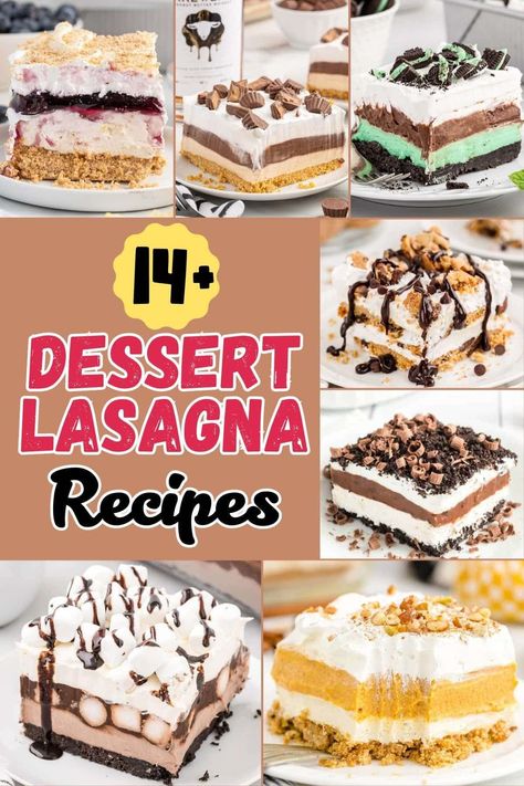 Looking for a simple showstopping dessert? These Dessert Lasagna Recipes are filled with delicious layers of your favorite sweet treats. There are so many fun flavor combinations of dessert lasagna and you'll love them all! Lemon Lush Dessert, Peanut Butter Lasagna, Chocolate Lasagna Recipe, Apple Salad Recipes, Chocolate Lasagna, Easy Puddings, Layered Desserts, Cheesecake Desserts, Lemon Recipes