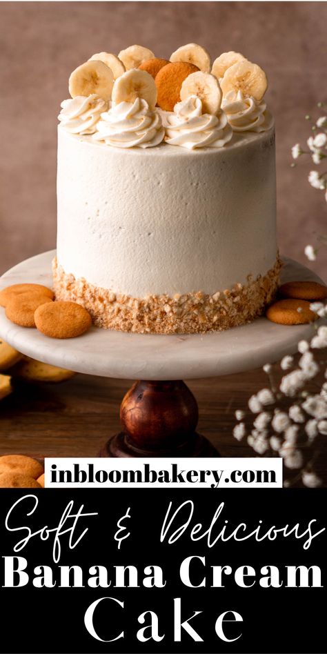 Banana Whipped Cream Cake, Banana Cake With Banana Frosting, Banana Birthday Cake Recipe, Banana Mousse Cake, Vanilla Banana Cake, Banana Creme Cake, Banana Birthday Cake Decoration, Banana Wedding Cake, Coconut Banana Cake