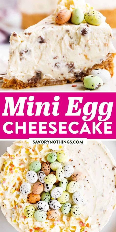 Are you looking for an easy and delicious Easter dessert? Try this No Bake Mini Egg Cheesecake! It's cute and festive, and SO quick to prep ahead of time! | #easter #easterdessert #eastercake #easterrecipes #eastertreats #dessert #nobake Minieggs Cheesecake Baked, Easter Egg Cheesecake, Mini Egg Cheesecake, Peeps Recipes, Yummy Easter Desserts, Make Cheesecake, Easter Cheesecake, Crumble Cookie, Towel Ideas