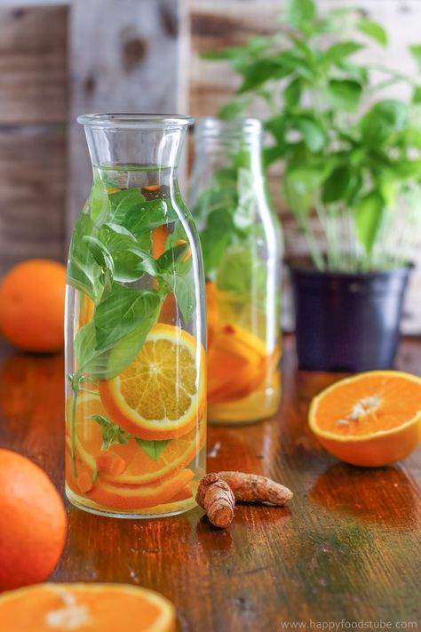 Orange Basil Infused Water Picture Ginger Detox Water, Best Detox Water, Detox Water Fat Burning, Healthy Detox Cleanse, Infused Water Recipes, Fruit Infused Water, Detox Water Recipes, Lip Scrubs, Best Detox