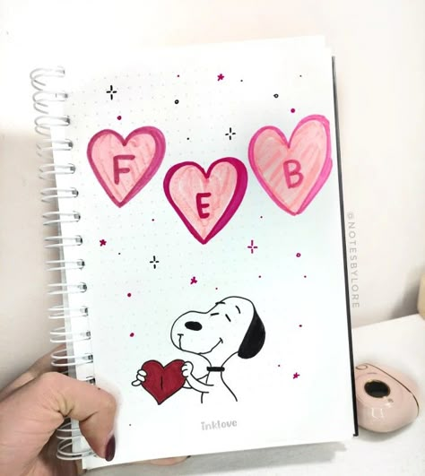 Snoopy, bujo. February Drawings Ideas, Bujo February, Studygram Ideas, Homework Ideas, February Bullet Journal, Bullet Journal School, Journal Covers, Graffiti Art, Pixel Art