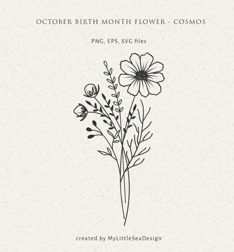 October Birth Flower Bouquet Tattoo, Birthflower October Tattoo, Mary Gold Flower Tattoo, October Symbols, Marigold And Cosmos Tattoo, Marigold And Cosmos Flower Tattoo, October Birth Flower Tattoo, October Flower, Marigold Tattoo