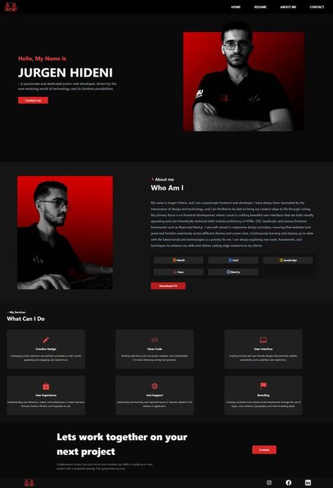 Portfolio Web Design Developer Profile Picture, Web Profile Design, Personal Website Design Ideas, Best Portfolio Design, Uiux Portfolio, Profile Web Design, Web Developer Portfolio Website, Ui Ux Designer Portfolio, Designer Profile Portfolio