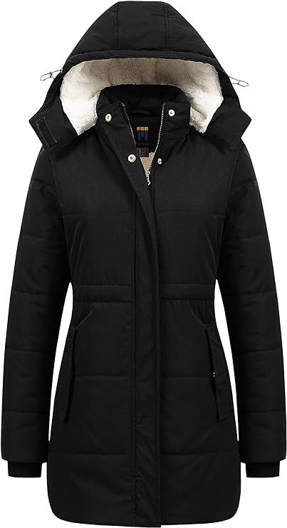 CREATMO Womens Thicken Sherpa Trendy Winter Coat Puffy Warmest Snow Jacket Outerwear Removable Hood. FOLLOW ME FOR MOORE CHOICES LIKE THOS! LIKE & SAVE #ad #womenscoats #snow coats, womens winter coat, winter jacket, sherpa hood, removable hood, trendy winter outerwear, puffy coat, stylish, cute, ribbed bottom sleeves, relaxed fit, size 3X, lightweight, down insulation, adjustable waist, string adjust waist, waterproof, water resistant, high-density water resistance, deep pockets, parker Trendy Winter Coats, Cold Weather Dresses, Puffy Coat, Trendy Winter, Jacket Parka, Puffy Jacket, Sherpa Jacket, Snow Jacket, Midi Skirts