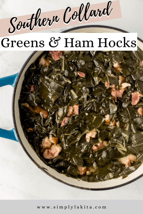 Collard Greens Recipe Ham Hock, Collard Greens Recipe Soul Food, Southern Collard Greens Recipe, Smoked Ham Hocks, Greens Recipe Soul Food, Recipe With Ham, Ham Hock Recipes, Southern Collard Greens, Ham Hocks