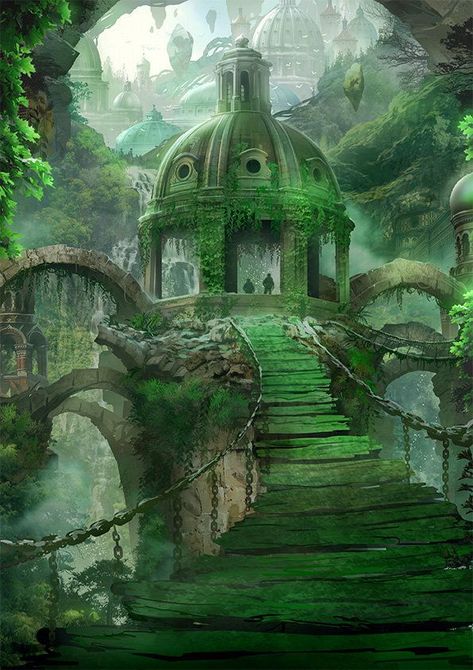 18.04.18 Lost Temple, City Ideas, Landscape Concept, Fantasy City, Fantasy Places, Fantasy Setting, Fantasy Art Landscapes, Fantasy Concept Art, Fantasy Aesthetic