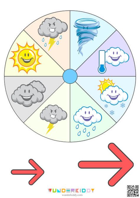 Printable Today's Weather Display Chart for Kindergarten Kindergarten Weather Chart, Weather Journal, Weather Activities Preschool, Arrow Printable, Seasons Chart, Weather Activities For Kids, Teaching Weather, Analytical Thinking, A4 Template