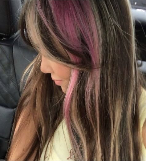 Funky Brown Hair, Multicolor Hair Dye, Neapolitan Hair, Skunk Hair, How To Have Style, Preppy Hairstyles, Highlight Color, Cute Hair Colors, Hair Color Streaks