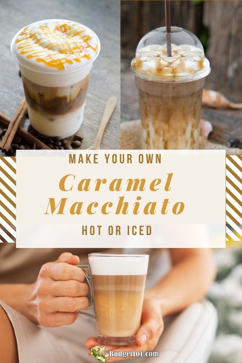 Nespresso Recipes Vertuoline, Starbucks Macchiato Recipe, Starbucks Caramel Macchiato Recipe, Starbucks Macchiato, Starbucks Caramel Macchiato, Caramel Macchiato Starbucks, Keurig Recipes, Espresso Drink Recipes, Caramel Macchiato Recipe