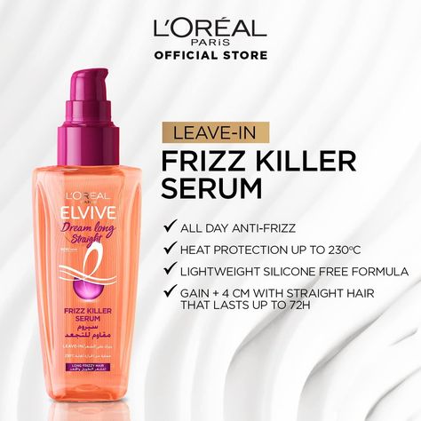 Frizz Control Serum, Elvive Serum, Best Hair Serum For Frizzy Hair, Best Anti Frizz Hair Products, How To Stop Frizzy Hair, Anti Frizz Hair Tips, Heat Protection For Hair, Frizzy Hair Routine, Anti Frizz Hair Products