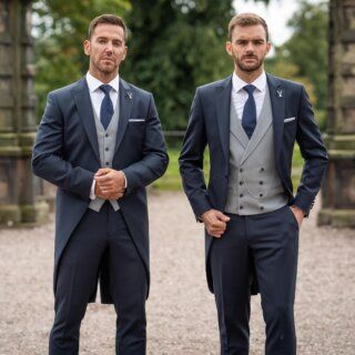 Bridgeton Wedding, Wedding Morning Suits, Wedding Suits Men Blue, Groom Blue Suit, Gentlemen Fashion, Morning Suit, Suit Inspiration, Best Wedding Suits, Wedding Groomsmen Attire