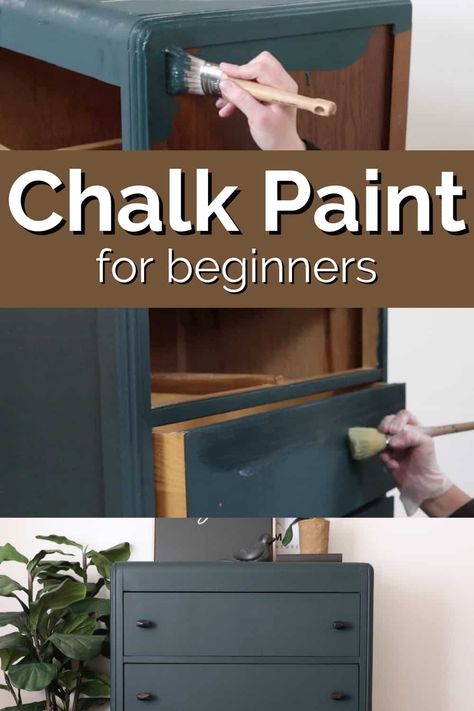 How to Chalk Paint Furniture | Step by Step For Beginners How To Chalk Paint Furniture, Chalk Paint Brands, Paint A Dresser, How To Chalk Paint, Door Overhang, Make Chalk Paint, Chalk Paint Dresser, Painting Laminate Furniture, Chalk Paint Furniture Diy