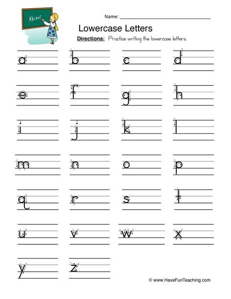 Using this Lowercase Letters Writing Worksheet, students practice writing lower case letters in order to build their handwriting skills. Using this Lowercase Le Letter Worksheets Kindergarten, Letter Writing Worksheets, Alphabet Writing Worksheets, Letter Writing Practice, Alphabet Writing Practice, Handwriting Practice Worksheets, Kindergarten Letters, Writing Practice Worksheets, Printable Alphabet Letters