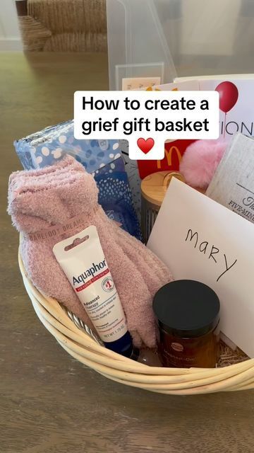 Lisa Jones on Instagram: "The items that provided a source of comfort during my grief. 🤍 #healing #grief" Sorry For Your Loss Gifts Basket, Sympathy Gift Basket For Loss, Sympathy Basket Ideas For Loss, Sympathy Basket, Sympathy Gift Baskets, Diy Gift Baskets, Sorry For Your Loss, September 16, Care Package