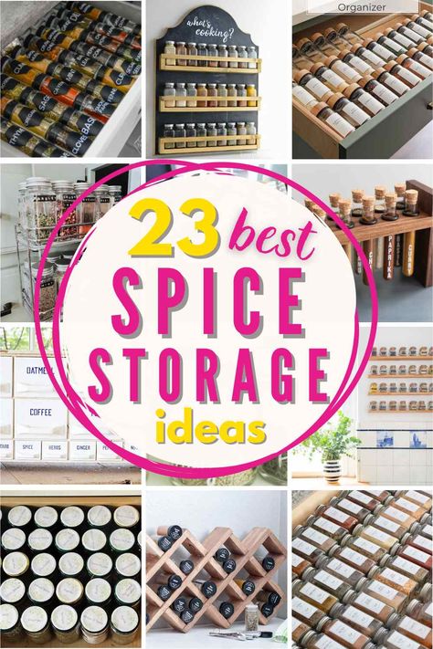 23 Best Spice Storage Ideas To Organize Your Kitchen Kitchen Spice Storage Ideas, Spice Storage Ideas, Kitchen Spice Storage, Spice Rack Organization, Wall Mounted Spice Rack, Organize Your Kitchen, Drawer Inserts, Spice Storage, Tidy Kitchen