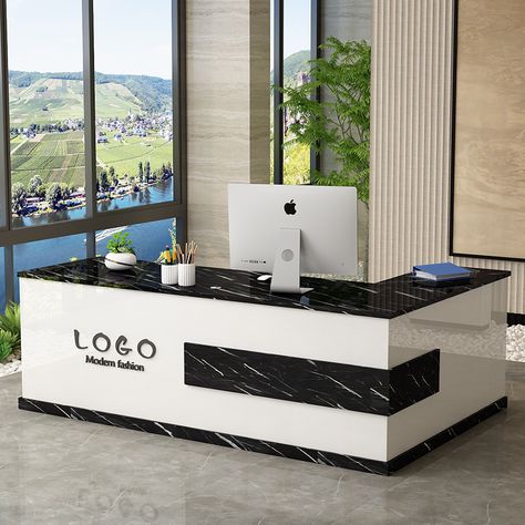 Counter Design For Showroom, L Counter Design Shop, Cash Table For Shop, Office Counter Table, L Shape Counter Design, Cera Board Elevation Design, L Type Counter Design Shop, Cash Counters Designs, Shop Counter Design Furniture