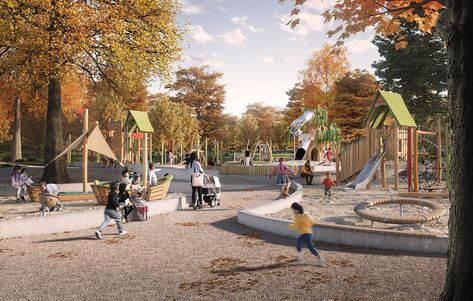 Playgrounds Architecture, Playground Landscaping, Town Design, Architecture Portfolio Layout, Linear Park, Renovation Architecture, Park Playground, Architecture Inspiration, Photoshop Textures