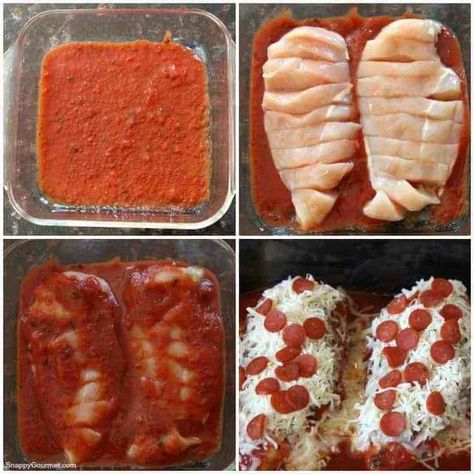 Homemade Pizza Chicken, Chicken Breast Pizza, Low Carb Baked Chicken, Chicken Recipe Low Carb, Tomato Sauce Chicken, Pepperoni Chicken, Pepperoni Recipes, Chicken Sauce Recipes, Baked Chicken Recipe