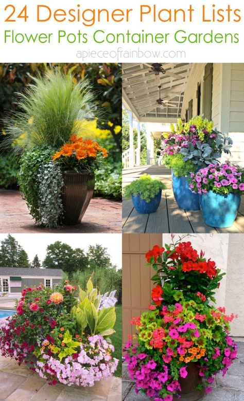 24 Stunning Container Garden Planting Ideas - A Piece Of Rainbow Mixed Flower Pots, Patio Planting, Full Sun Container Plants, Patio Flower Pots, Gemüseanbau In Kübeln, Potted Plants Patio, Patio Container Gardening, Tanaman Pot, Backyard Gardens