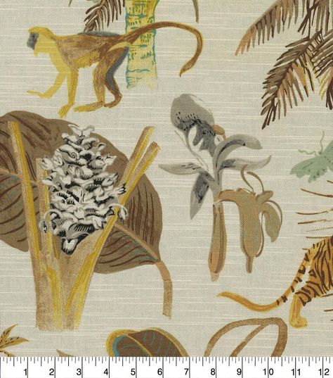 Tommy Bahama brings us to a heavenly tropical jungle fill will exotic animals, flowers and palm tree Printed on 100% cotton and an abrasion of 24,000 double rubs Content: 100% Cotton, preshrunkWidth: 54/55 InchesUpholstery cottonPrintMedium UpholsteryHorizontal Repeat: 27 InchesVertical Repeat: 2525InchesFinish: preshrunk finishDurability: 24000ImportedSold By The YardDry Clean Only Jungle Fabric Tropical Prints, Hawaiian Home Decor Living Room, West Indies Living Room, British Colonial Office, Modern British Colonial Style, Tropical British Colonial Interiors, Modern British Colonial, British Colonial Interior Design, Tommy Bahama Decor