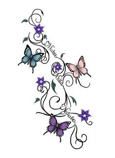 tattoo designs for grandkids names | Grandchildren Tattoos Butterfly Vine Tattoo, Flies Tattoo, Vine Tattoo Ideas, Tato Nama, Butterfly Vine, Grandchildren Tattoos, Tattoo Ankle, Vine Tattoo, Tattoos With Kids Names