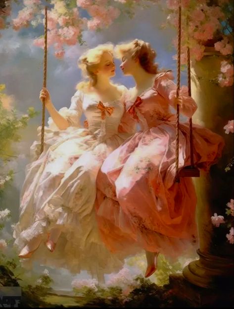 Rococo Art, Rennaissance Art, Lesbian Art, Queer Art, Arte Inspo, Old Paintings, Romantic Art, Arte Fantasy, Ethereal Art