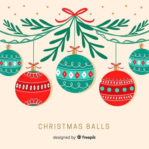 Premium Vector | Flat design of colourful christmas balls Christmas Flat Illustration, Christmas Ball Drawing, Bauble Illustration, Christmas Design Graphic Illustration, Christmas Design Graphic, Ornaments Illustration, Christmas Vector Illustration, Christmas Illustration Design, Colourful Christmas