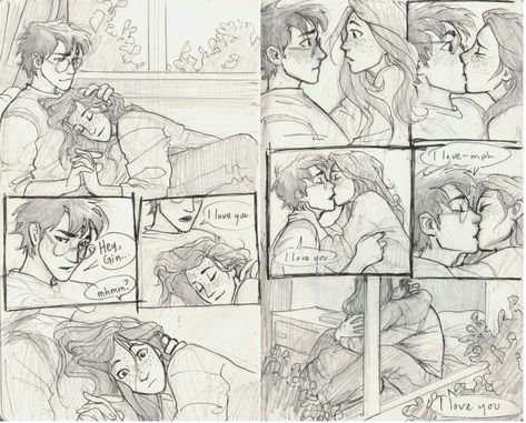 Ginny And Harry Fan Art, Harry And Ginny Comics, Harry Potter Art Drawings Sketches, Harry And Ginny Fanart, Harry X Ginny Fanart, Harry And Ginny Fan Art, Ginny And Harry, Memes Harry Potter, Harry Potter Ginny