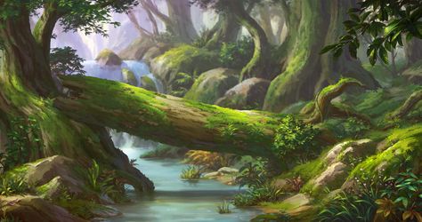 Forest Concept Art, Anime Jungle, Landscape Anime, Landscape Drawing Tutorial, Aquascape Design, Forest Drawing, Forest Scenery, Art Landscapes, Forest Illustration