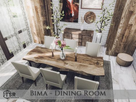 Ranch Dining Room, Sims 4 Cc Build Mode, Dining Room Conservatory, Sims 4 Cc Build, Sims 4 Build Mode, Sims 4 Things, Sims 4 Kitchen, Country Ranch, Sims 4 Cc And Mods