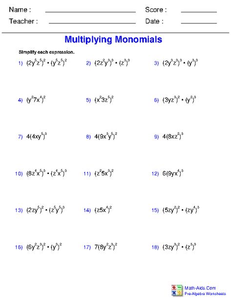 Long Division Of Polynomials, Monomial Binomial Trinomial, Adding Polynomials, Factoring Polynomials Activity, Multiplying Polynomials, Adding And Subtracting Polynomials, Quotient Rule, Pre Algebra Worksheets, Equivalent Expressions