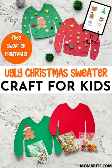 Ugly Sweater Ornament Template, Ugly Sweater Craft Preschool, Ugly Christmas Sweater Craft For Kids, Ugly Christmas Sweater Template Free, Christmas Sweater Template Free Printable, Sweater Template Printable, Ugly Sweater Craft For Kids, Ugly Sweater Templates Free Printable, Christmas Classroom Party Ideas