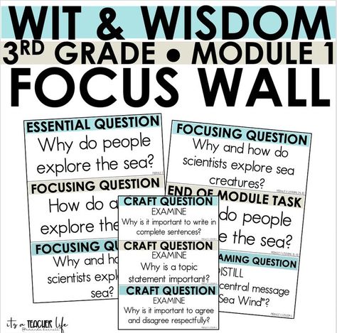 3rd Grade Wit and Wisdom Focus Wall; Module 1 Wit And Wisdom Focus Wall, Central Message, Focus Wall, Essential Questions, Wit And Wisdom, New Classroom, Why Do People, Third Grade, 3rd Grade