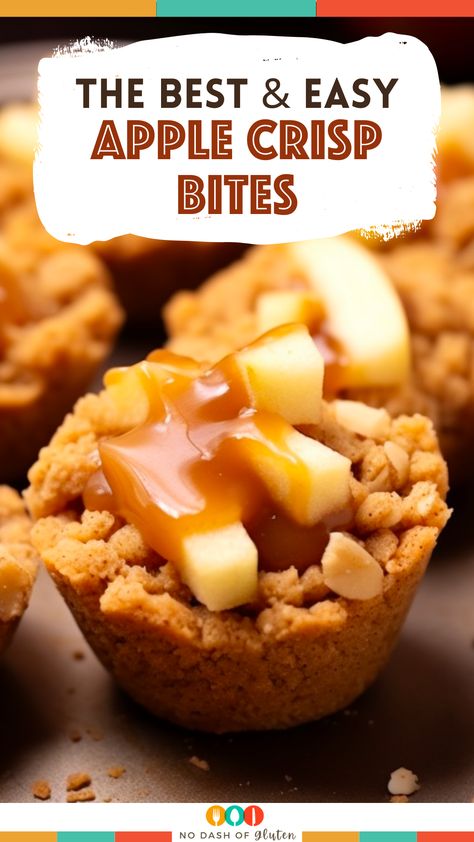 Savor the taste of autumn with Apple Crisp Bites! These bite-sized treats combine spiced apples with a crispy oat crust for a perfect snack. Ideal for gatherings or a cozy night in, they're easy and delicious. Pin this recipe now for your next sweet craving or festive occasion and enjoy a delightful, home-baked treat! Apple Crisp Bites, Oat Crust, Homemade Apple Crisp, Canned Apples, Creative Snacks, Apple Crisp Recipes, Caramel Topping, Crunchy Cookies, Buttery Cookies