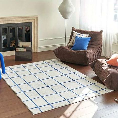 Lounge Rug, Plaid Rug, Living Room Decor Gray, Carpet For Living Room, Plush Carpet, 아파트 인테리어, Fluffy Rug, Area Carpet, Large Area Rugs